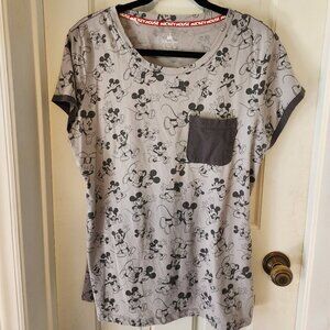 Grey Mickey Print Disney T Shirt